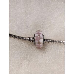 New Pandora Transparent Pink with Pink Markings Murano Bead - BEAUTIFUL!!!